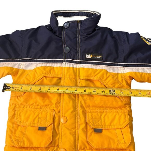 Greendog Coat Size 12M Zip Up Button Pockets Yellow White Blue Jacket - Picture 4 of 6